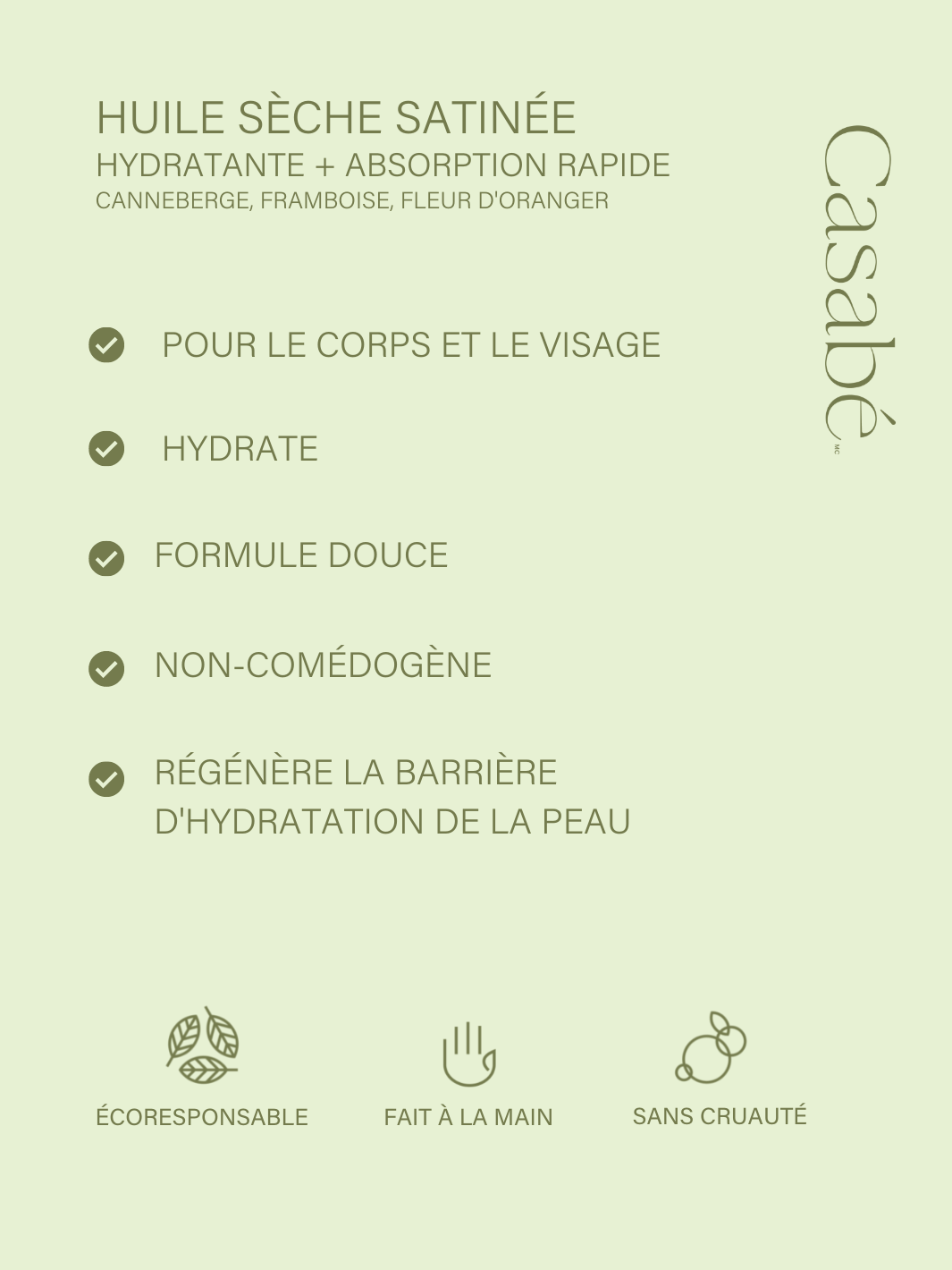 Huile sèche Casabé cosmétiques naturels CORPS VISAGE HYDRATATION VEGAN