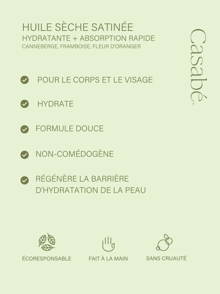 Huile sèche Casabé cosmétiques naturels CORPS VISAGE HYDRATATION VEGAN